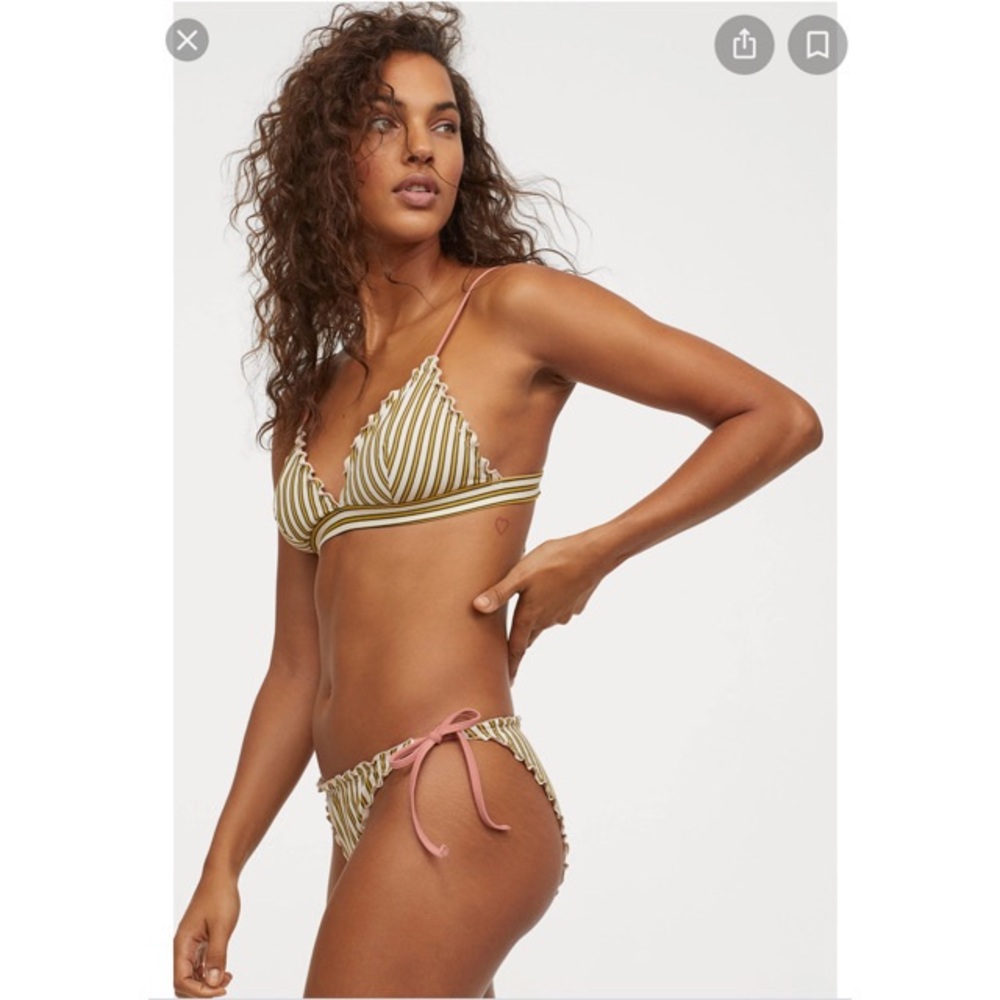 H&M Love Stories Green and White Bikini Size 4